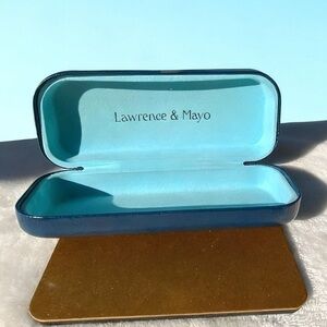 Lawrence & Mayo Blue Eyeglass Case with Gold Interior